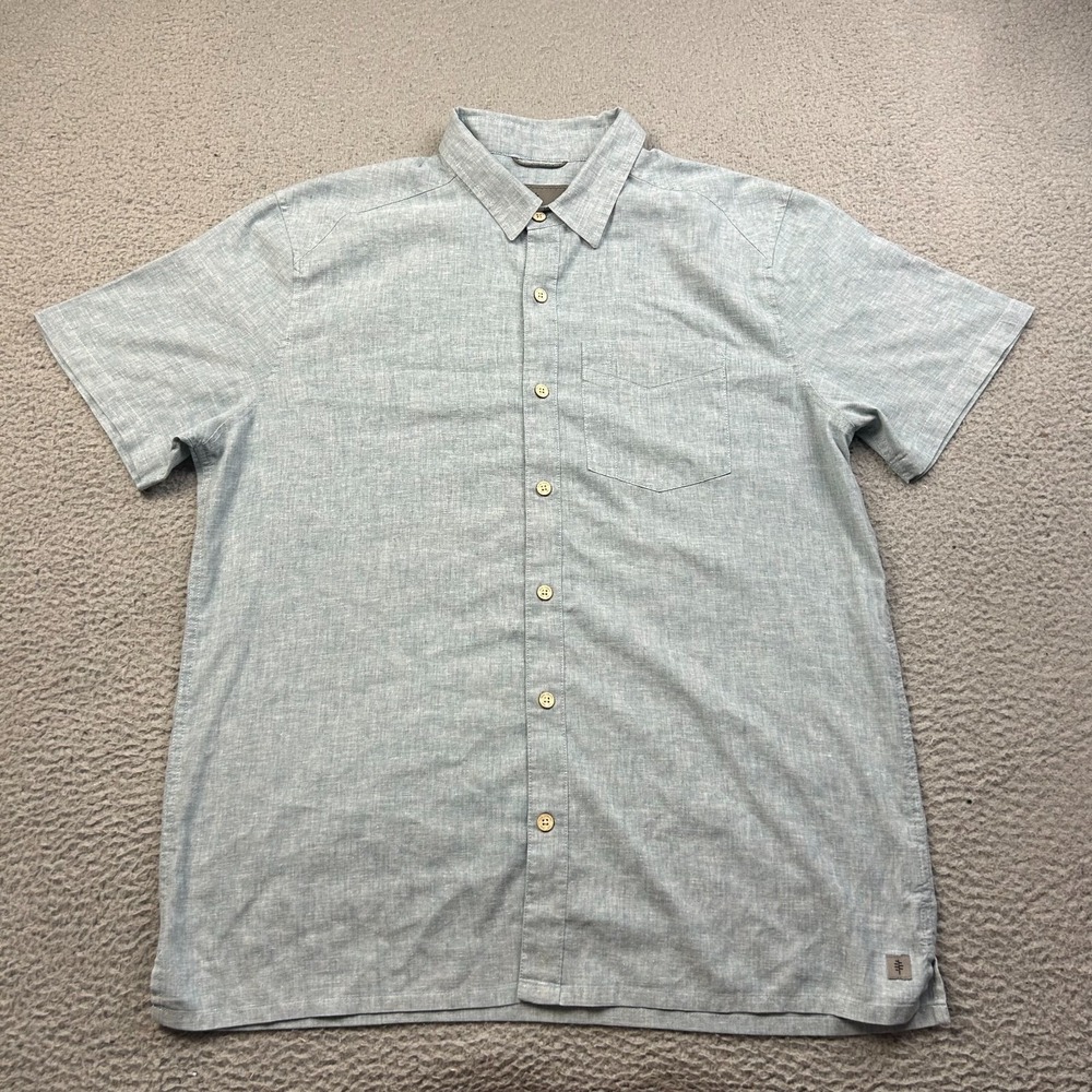 Royal Robbins Shirt Mens Blue Hempline Hemp Button Up Trail Short Sleeve Large